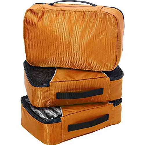eBags Small Packing Cubes for Travel - Organizers - 3pc Set - (Tangerine)