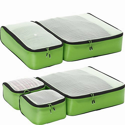 eBags Ultralight Travel Packing Cubes - Lightweight Organizers - Super Packer 5pc Set - (Green)
