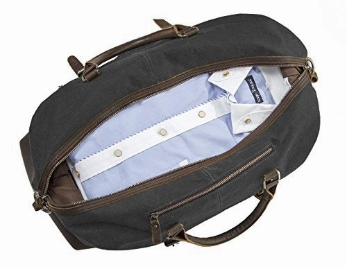 ECOSUSI Vintage Canvas Sport Tote Gym Bag Overnight Shoulder Bag Weekend Travel Duffel Bag Dark