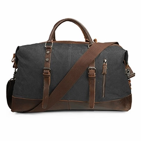 ECOSUSI Vintage Canvas Sport Tote Gym Bag Overnight Shoulder Bag Weekend Travel Duffel Bag Dark