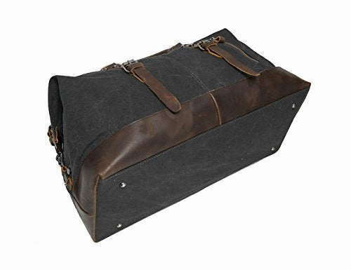 ECOSUSI Vintage Canvas Sport Tote Gym Bag Overnight Shoulder Bag Weekend Travel Duffel Bag Dark