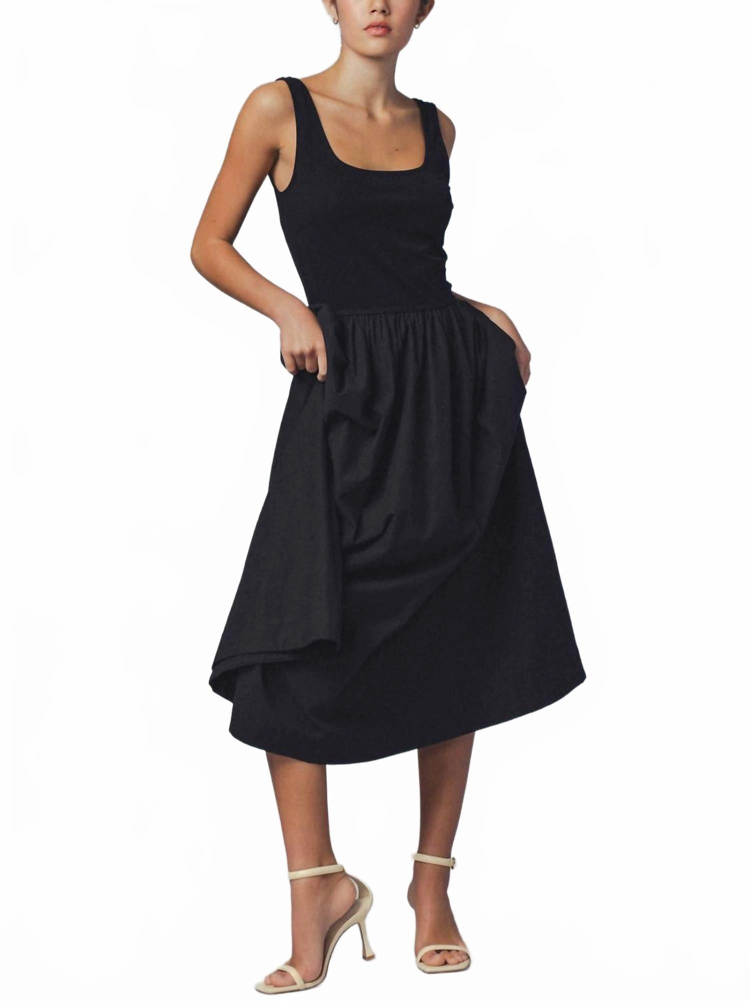 Elegant Cotton Blend Dress In Black