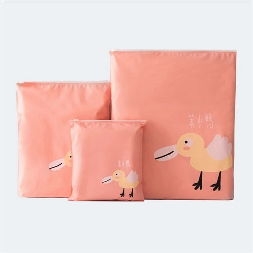eTya Cute New PVC  Zipper 3pcs /set Packing Cubes Bag Case Pouch Luggage Packing Organizers Wash