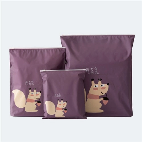 eTya Cute New PVC  Zipper 3pcs /set Packing Cubes Bag Case Pouch Luggage Packing Organizers Wash