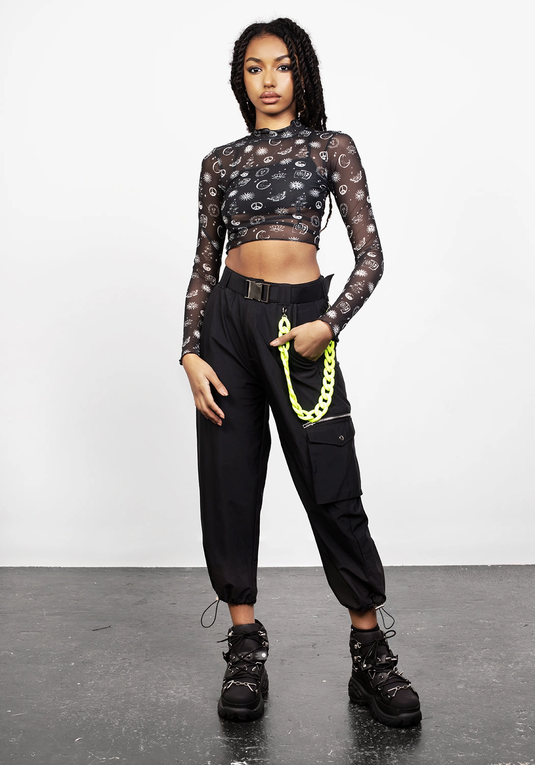 EUPHORIA LETTUCE EDGE MESH CROP TOP