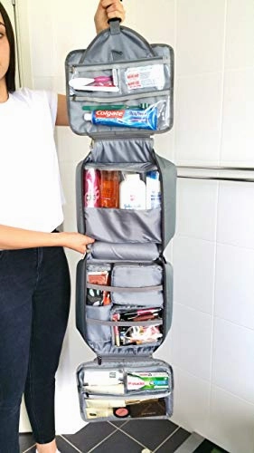 Extra Large Hanging Toiletry Bag With Customizable Storage | Store Toiletries, Makeup, Cosmetics, Personal Items | Waterproof Fabric, Hang Hook | Makeup Bag | Cosmetic Bag