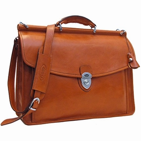 Firenze Dowel Messenger Brief in Brown Italian Calfskin Leather by Floto