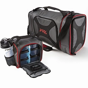 Fit & Fresh Dual Jaxx Fitpak Duffel With Portion Control Container Set, Reusable Ice Pack, And