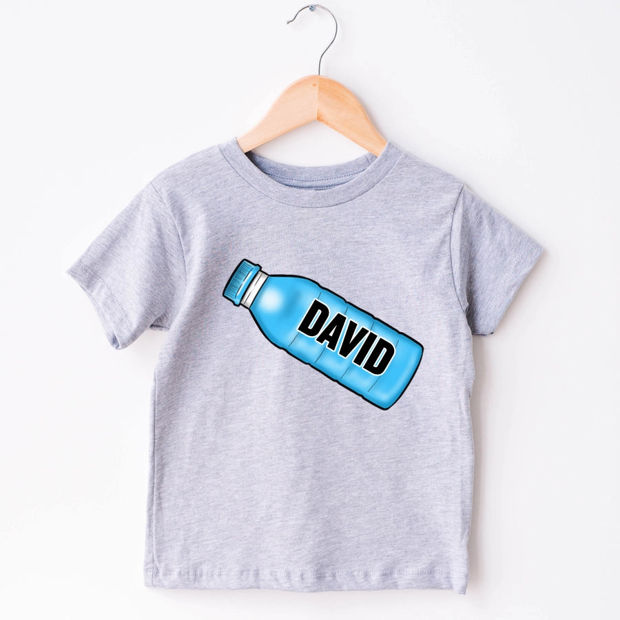 Fizz Hydrate Bottle Personalised Name Grey T-Shirt
