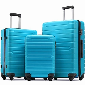 Flieks Luggage Sets 3 Piece Spinner Suitcase Lightweight 20 24 28 inch (Sky.blue)