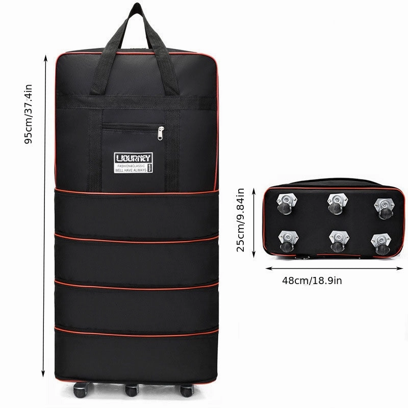 Foldable Travel Luggage Bag With Wheels, Extra Large Moving Storage Bag, Expandable Packing Bag For Business Trip Study Abroad Travel
