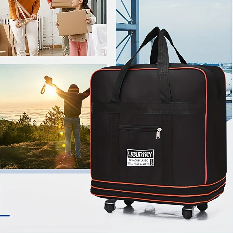 Foldable Travel Luggage Bag With Wheels, Extra Large Moving Storage Bag, Expandable Packing Bag For Business Trip Study Abroad Travel