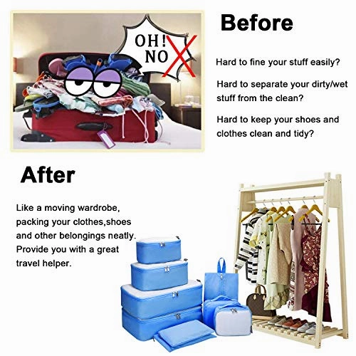 G4Free 9 Set Packing Cubes - Water Resistant Mesh Travel Luggage Accessories Packing Organizer with