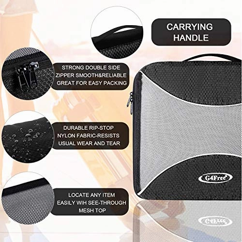 G4Free Travel Packing Cubes, Luggage Organizers 6pcs Set(Black)