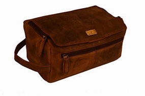 Genuine Buffalo Leather Unisex Toiletry Bag Travel Dopp Kit By Devil Hunter