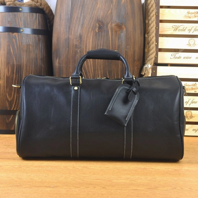 Genuine Leather Men Travel Bag Carry On Luggage Bags Men Leather Travel Duffel Weekend Bag Big Tote