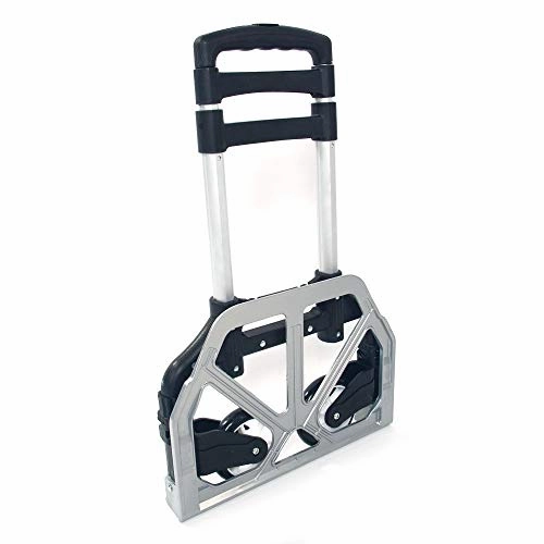 GHP 165.35-Lbs Capacity Black Aluminium Alloy PVC & PP Portable Floding Push Cart Dolly