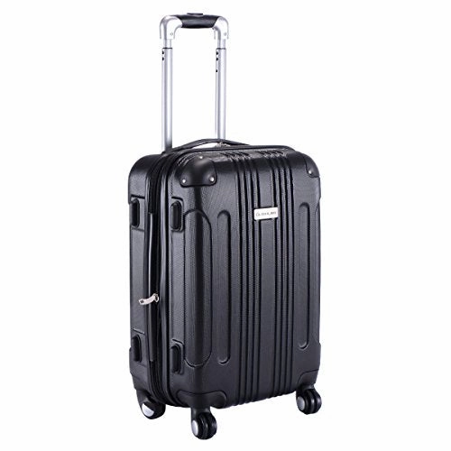 GHP Black 14"Wx10"Thickx20"H 4-Wheel Spinner Lightweight Expandable Trolley Suitcase