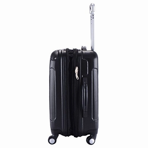 GHP Black 14"Wx10"Thickx20"H 4-Wheel Spinner Lightweight Expandable Trolley Suitcase