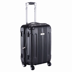 GHP Black 14"Wx10"Thickx20"H 4-Wheel Spinner Lightweight Expandable Trolley Suitcase