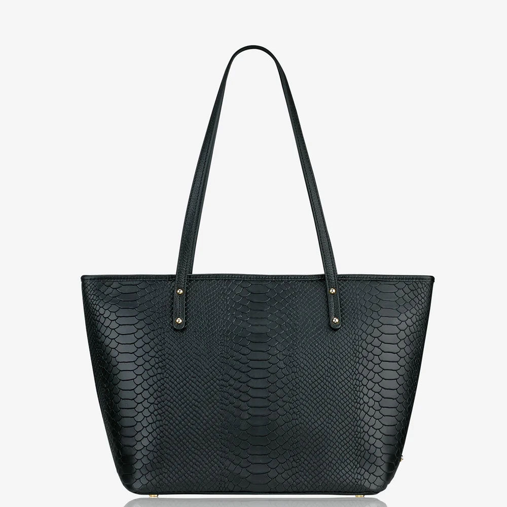 GiGi New York ZIP TAYLOR TOTE Embossed Python Leather