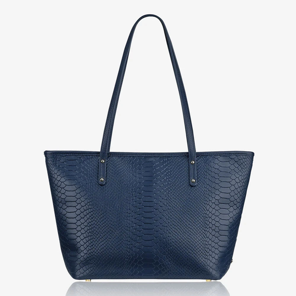 GiGi New York ZIP TAYLOR TOTE Embossed Python Leather