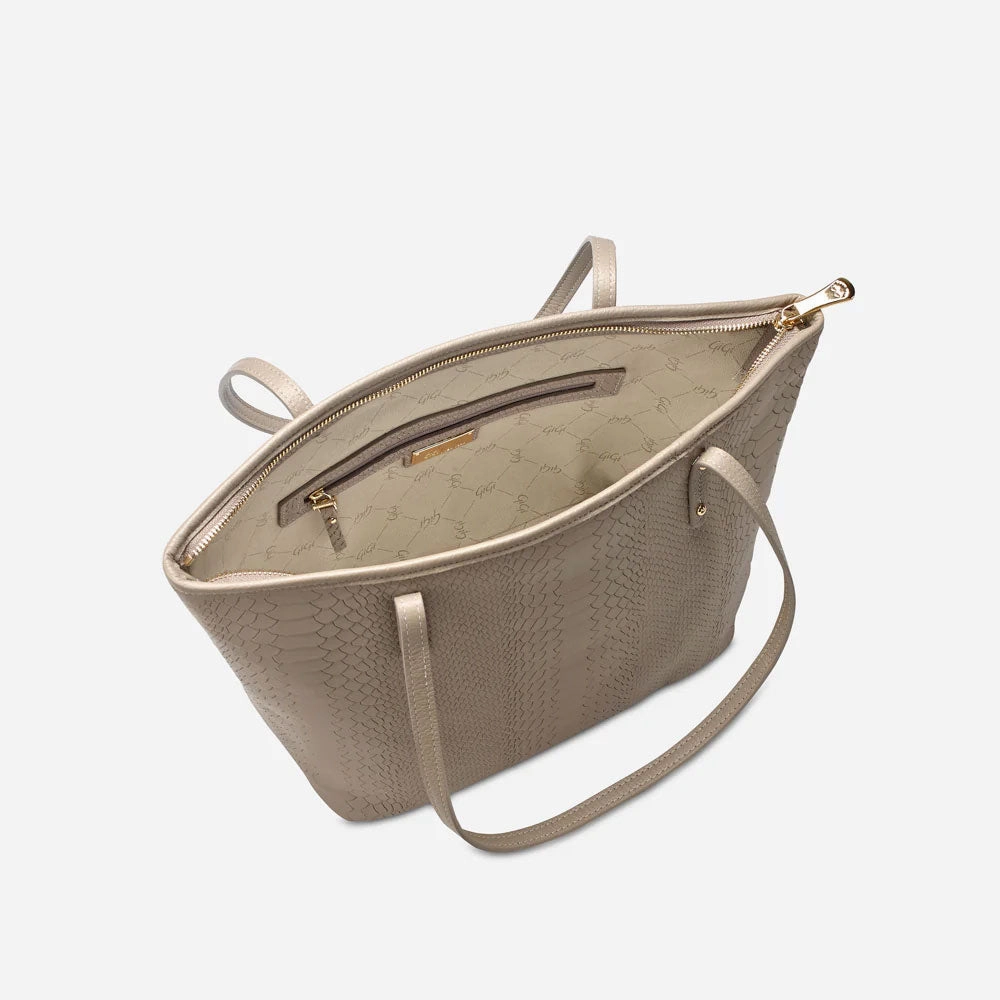 GiGi New York ZIP TAYLOR TOTE Embossed Python Leather