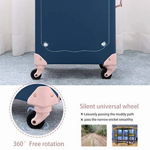 Girls Travel Suitcase Set Leather Luggage Softside Spinner With Silent Wheel 3 Pcs Fairy Blue