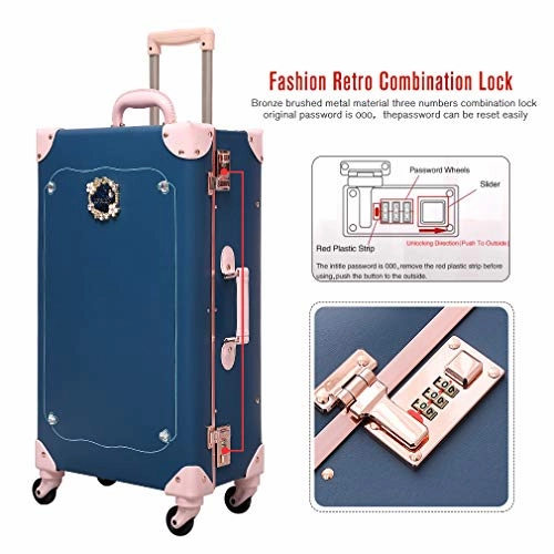 Girls Travel Suitcase Set Leather Luggage Softside Spinner With Silent Wheel 3 Pcs Fairy Blue