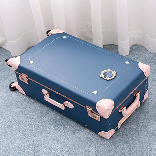 Girls Travel Suitcase Set Leather Luggage Softside Spinner With Silent Wheel 3 Pcs Fairy Blue