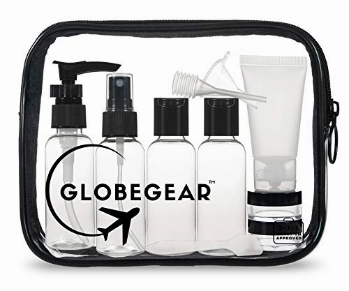 GLOBEGEAR Travel Bottles & TSA Approved Toiletry Bag Clear Quart Size with Leak-Proof Travel Accessories & Containers for Liquids 3-1-1 Carry-On Luggage Compliant for Airplaine - Women/Men