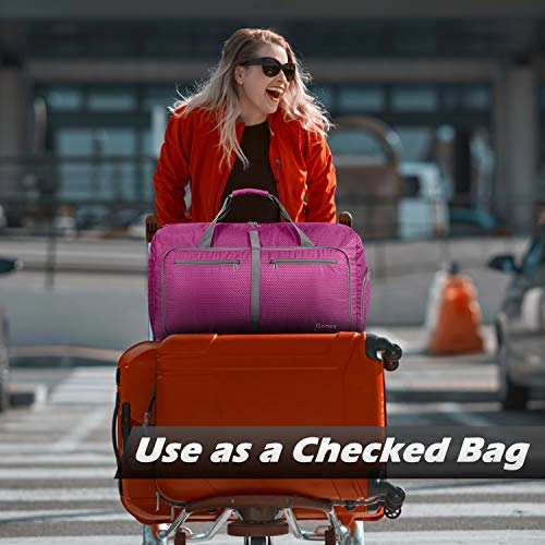 Gonex 60L Foldable Travel Duffel Bag Water & Tear Resistant, Rose Red