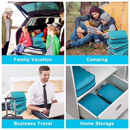 Gonex Compression Packing Cubes,3pcs L M S Expandable StorageTravel Bags Luggage Organizers(Beige)