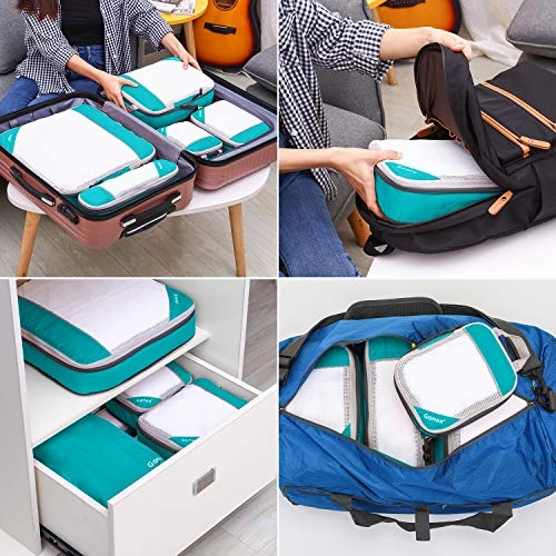 Gonex Compression Packing Cubes Mesh Organizers L M S XS Slim Laundry Bag Blue