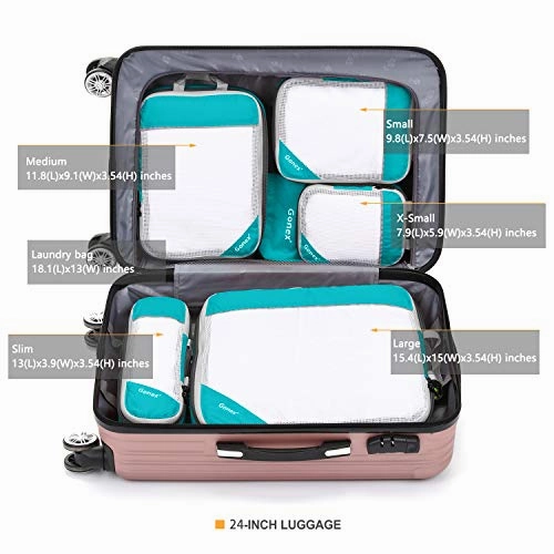 Gonex Compression Packing Cubes Mesh Organizers L M S XS Slim Laundry Bag Blue