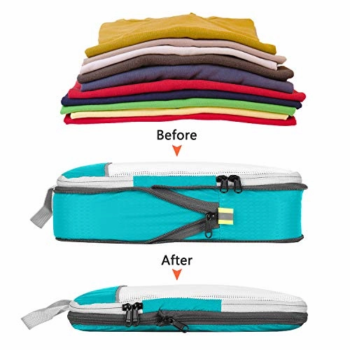 Gonex Compression Packing Cubes Mesh Organizers L M S XS Slim Laundry Bag Blue