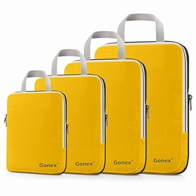 Gonex Compression Packing Cubes Set, Expandable Packing Organizers 4pcs(Apricot)