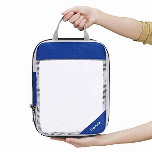 Gonex Compression Packing Cubes Set, Travel Suitcase Luggage Organizer 3pcs  Shoe Bag  4 Zip Bags Deep blue