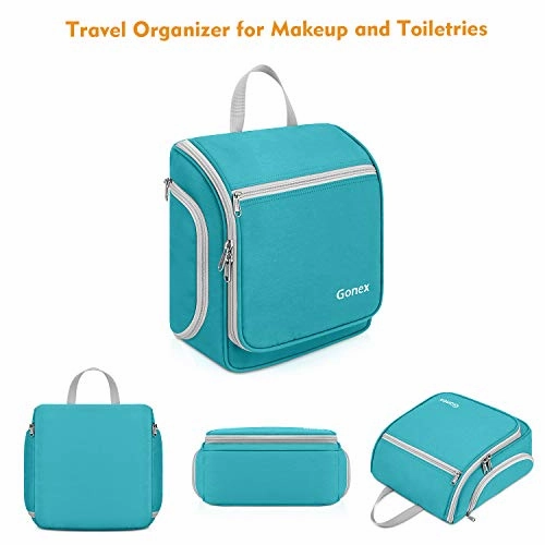 Gonex Hanging Toiletry Bag, Travel Organizer Bag for Makeup and Toiletries, Men and Women Blue