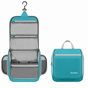 Gonex Hanging Toiletry Bag, Travel Organizer Bag for Makeup and Toiletries, Men and Women Blue