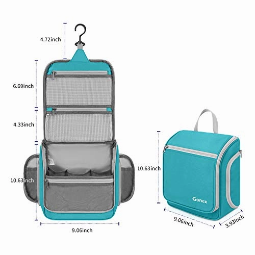 Gonex Hanging Toiletry Bag, Travel Organizer Bag for Makeup and Toiletries, Men and Women Blue