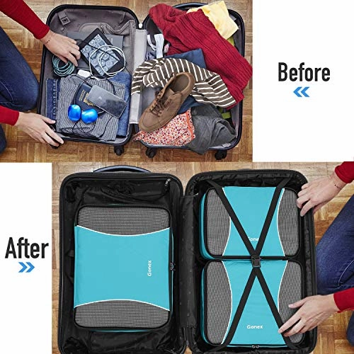Gonex Large Packing Cubes, Double Sided Travel Suitcase Organizer 3 pcs Blue