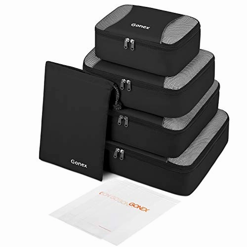 Gonex Packing Cubes Set, Lightweight Travel Organizers Bags 5pcs   1 Shoe Bag  4 Reusable Zip