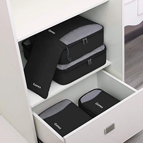 Gonex Packing Cubes Set, Lightweight Travel Organizers Bags 5pcs   1 Shoe Bag  4 Reusable Zip