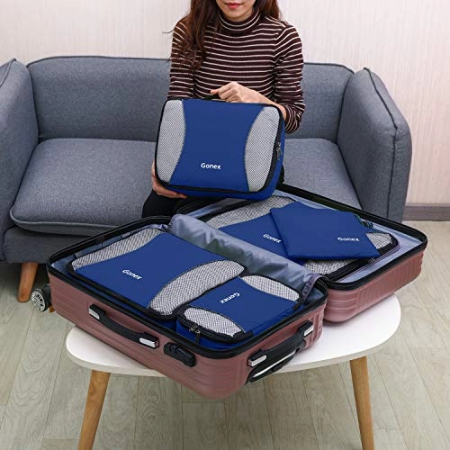 Gonex Packing Cubes Travel Luggage Organizer with Shoe Bag (Deep Blue)