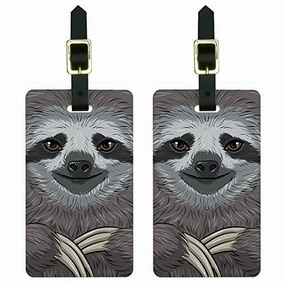 Graphics & More Sloth Face Luggage Tags Suitcase Carry-on Id, White