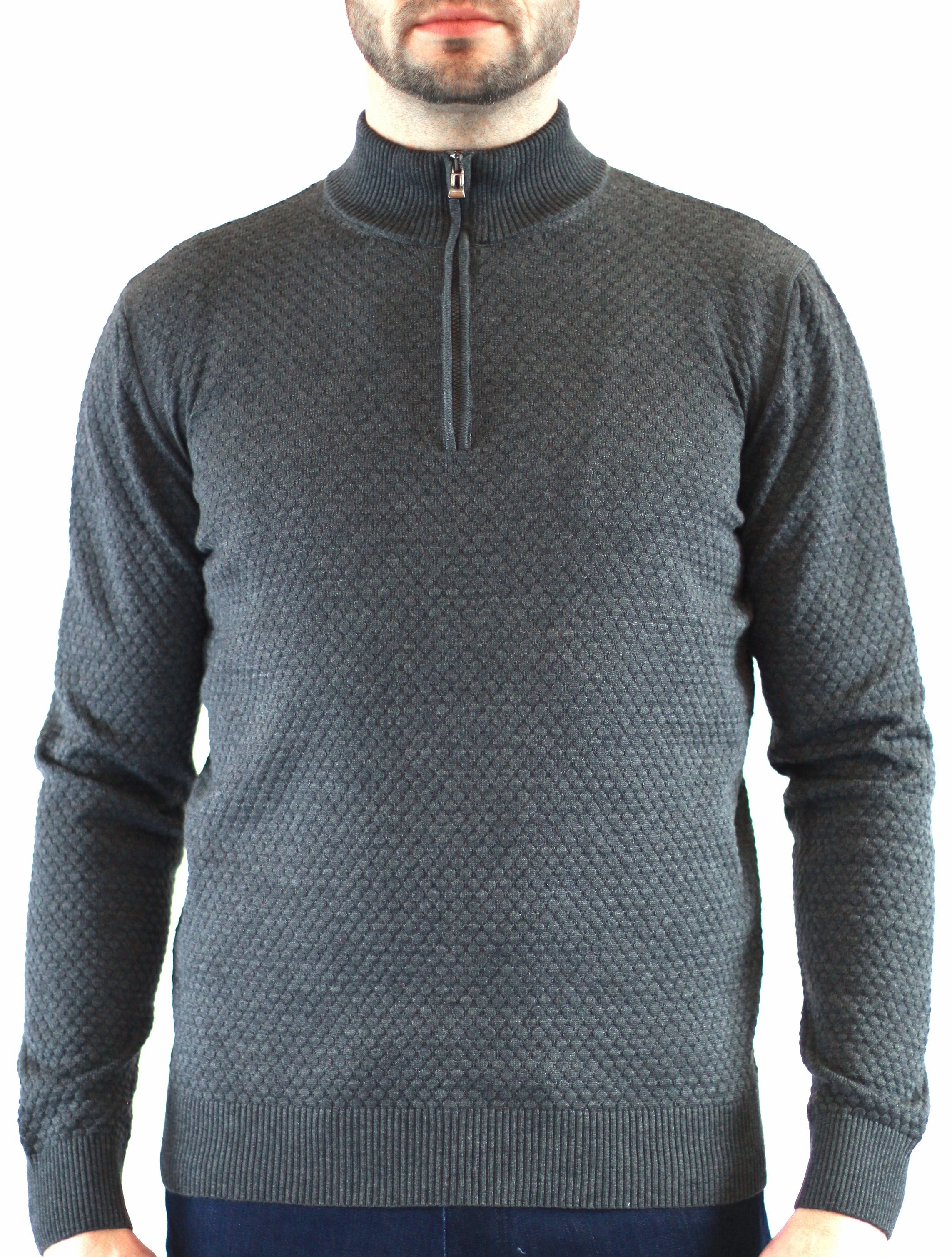 Grey Bubble Knit, 3/4 Zip chunky knit discount