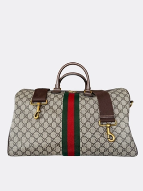 Gucci Tan GG Monogram Ophidia Duffel Bag