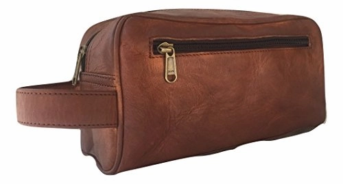 Handmade Goat Genuine Leather Toiletry Bag Dopp Kit Shaving And Grooming Kit For Travel ~ Gift