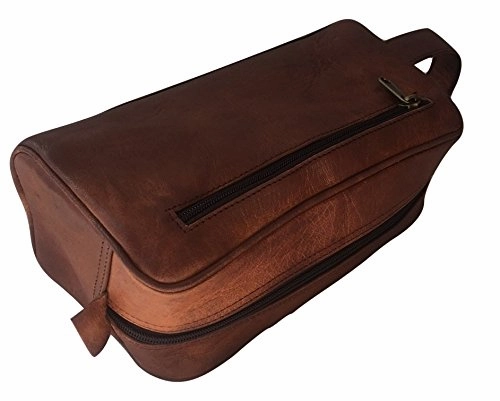 Handmade Goat Genuine Leather Toiletry Bag Dopp Kit Shaving And Grooming Kit For Travel ~ Gift